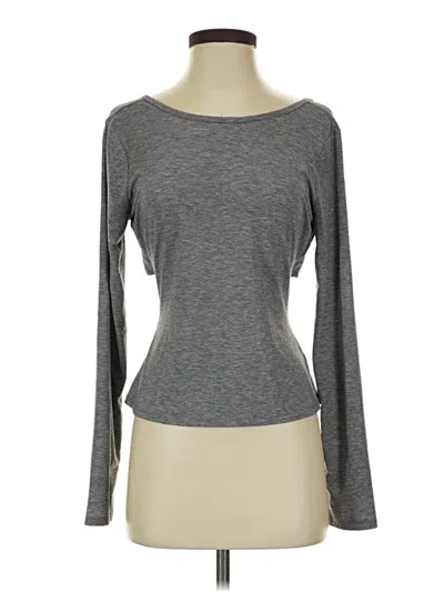 Pre-owned Gap Fit Long Sleeve Top Gray Crew Neck Tops