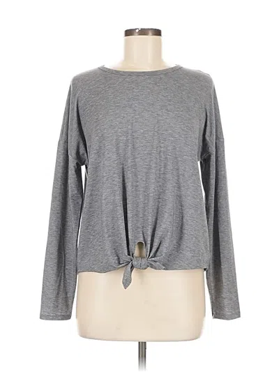 Pre-owned Gap Fit Long Sleeve Top Gray Keyhole Neckline Tops