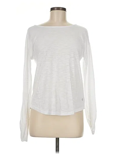 Pre-owned Gap Fit Long Sleeve Top White Boatneck Tops