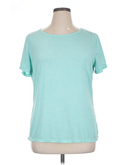 Pre-owned Gap Fit Short Sleeve Top Teal Crew Neck Tops In Blue