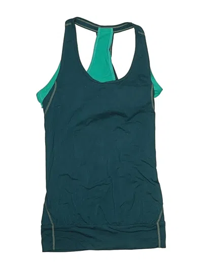 Pre-owned Gap Fit Swimsuit Top Teal Color Block Pattern Swimwear In Blue