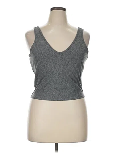 Pre-owned Gap Fit Tank Top Gray Plunge Neckline Tops