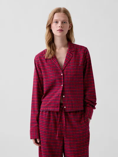Gap Flannel Crop Pj Shirt In Blue