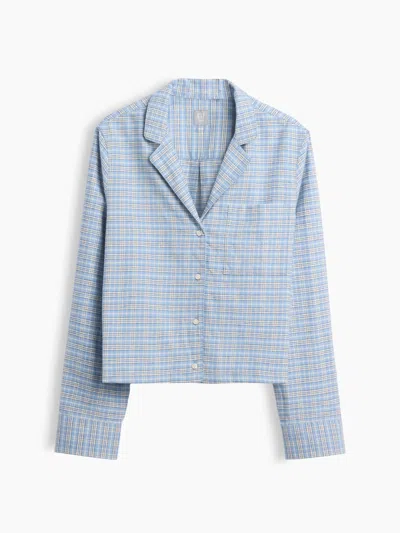 Gap Flannel Crop Pj Shirt In Blue Plaid