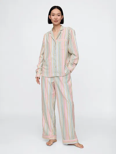 Gap Flannel Pj Set In Multi Color Happy Stripe