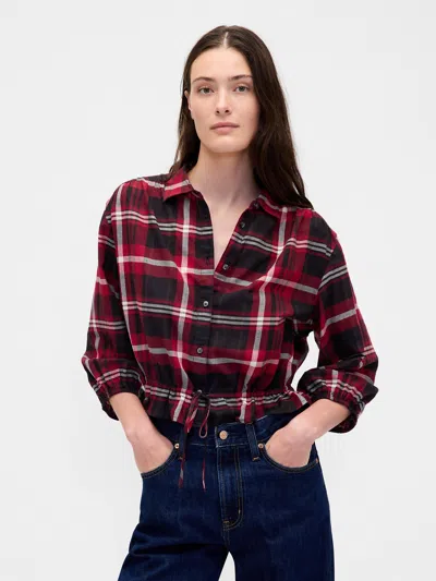 Gap Flannel Tie-waist Top In Brown