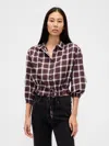 Gap Flannel Tie-waist Top In Brown