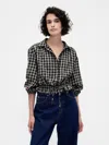 Gap Flannel Tie-waist Top In Brown