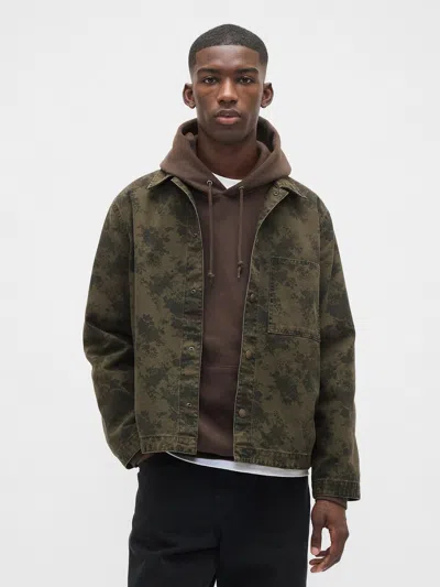 Gap Floral Canvas Denim Overshirt In Green