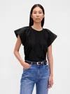Gap Flutter-sleeve T-shirt In Black