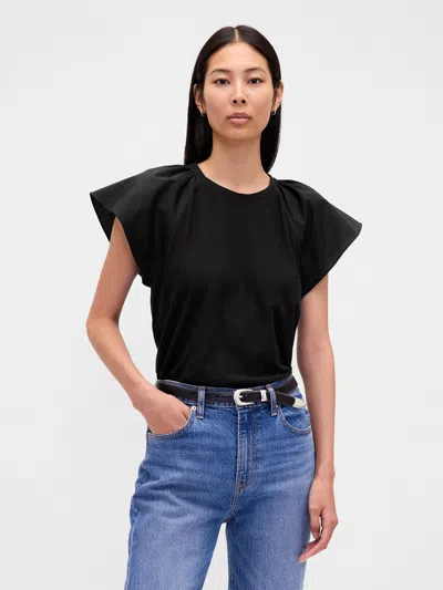Gap Flutter-sleeve T-shirt In Black