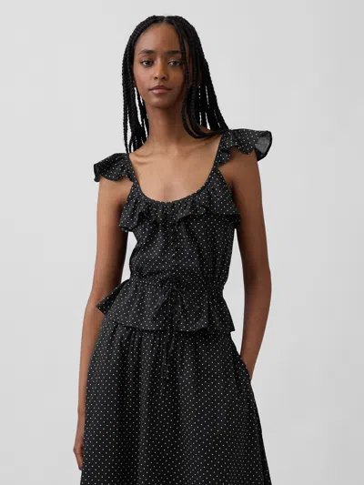 Gap Flutter-sleeve Tie-waist Top In Black