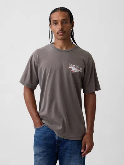 Gap Ford Mustang Heavyweight Crop Graphic T-shirt In Toasted Almond Brown