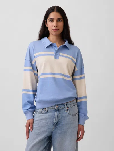 Gap French Terry Oversized Polo Shirt Sweatshirt In Blue