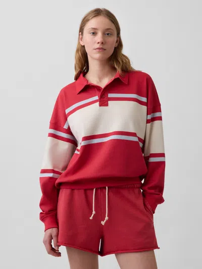 Gap French Terry Oversized Polo Shirt Sweatshirt In Red