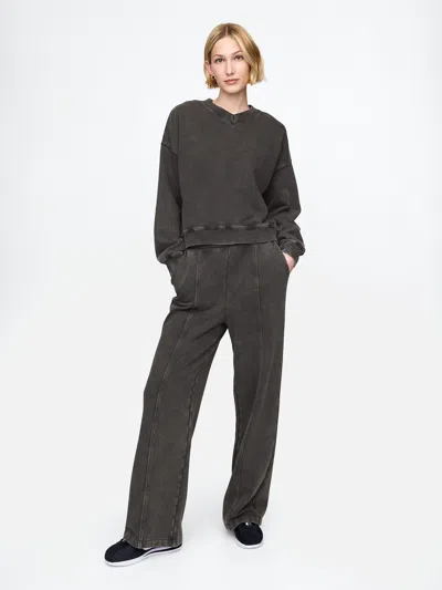 Gap French Terry Seamed Wide-leg Sweatpants In Black Wash