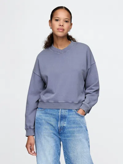 Gap French Terry Wedge-seam V-neck Sweatshirt In Larkspur Blue