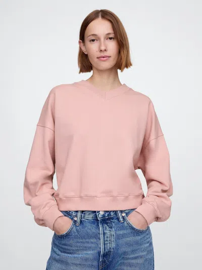 Gap French Terry Wedge-seam V-neck Sweatshirt In Willow Pink