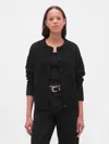 Gap Fuzzy Pointelle Cardigan In Black