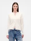 Gap Fuzzy Pointelle Cardigan In White