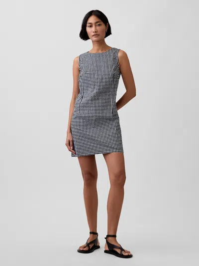 Gap Gingham Denim Shift Mini Dress In Blue