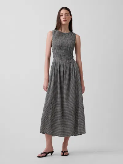 Gap Gingham Smocked Drop-waist Maxi Dress In Black
