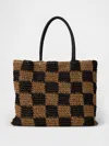 Gap Gingham Straw Tote Bag In Black Gingham