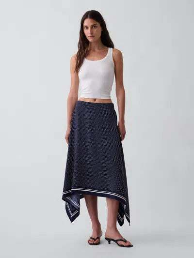 Gap Handkerchief Maxi Skirt In Navy Blue Uniform