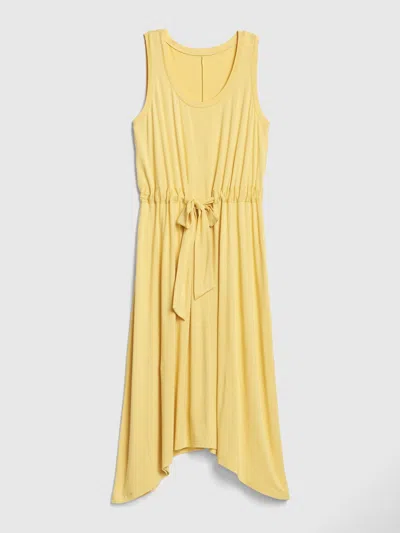 Gap Handkerchief Tie-waist Tank Midi Dress In Yellow