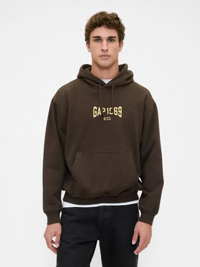 Gap Heavyweight 1969 Logo Hoodie In Brown
