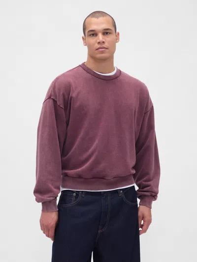 Gap Heavyweight Crop Sweatshirt In Burgundy