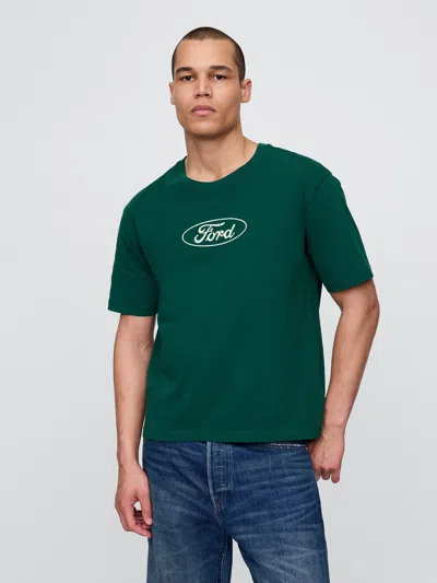 Gap Heavyweight Cropped Ford Graphic T-shirt In Green