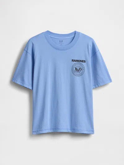 Gap Heavyweight Cropped Ramones Graphic T-shirt In Shirting Blue