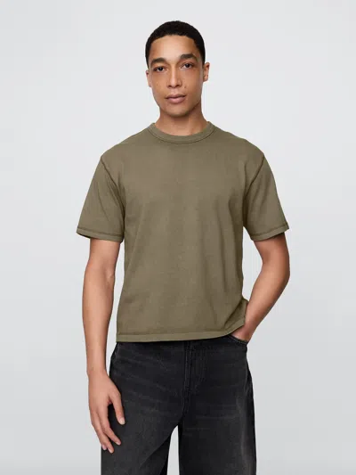 Gap Heavyweight Cropped T-shirt In Dark Olive