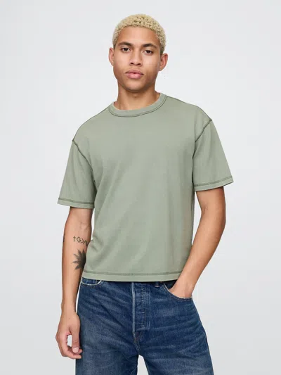 Gap Heavyweight Cropped T-shirt In Gasoline Green