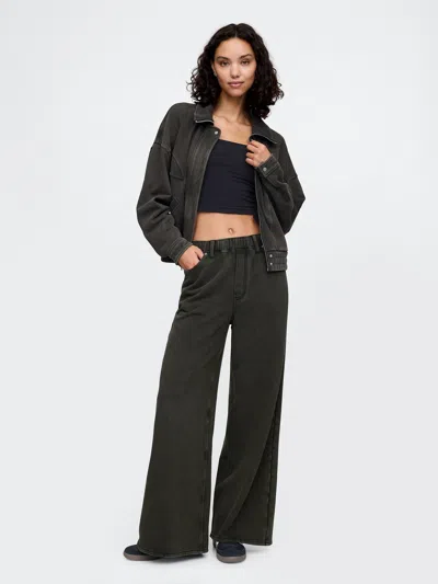 Gap Baggy French Terry Pants In Black Wash