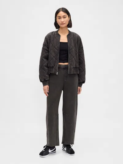 Gap Heavyweight French Terry Barrel Sweatpants In Black