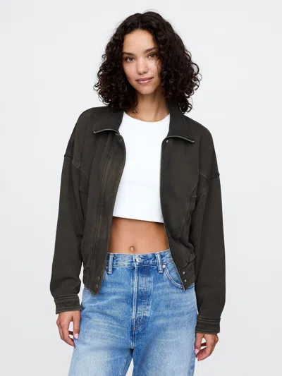 Gap French Terry Bomber Jacket In Black Wash