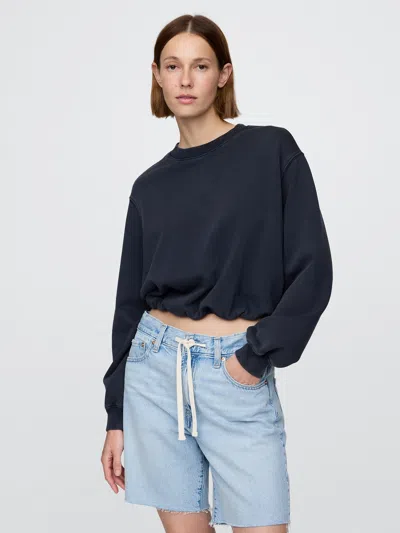 Gap Heavyweight French Terry Bubble-hem Sweatshirt In Tapestry Navy Blue