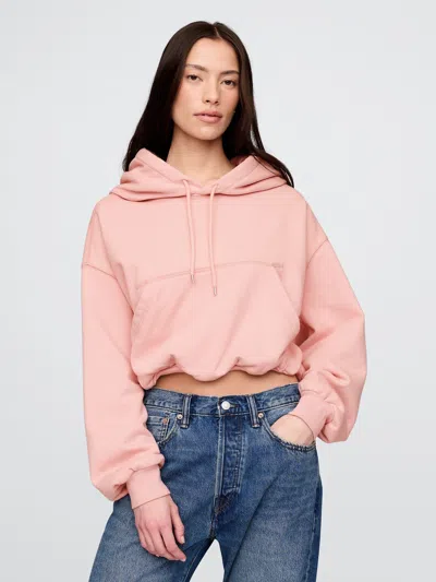 Gap Heavyweight French Terry Cropped Bubble Hoodie In Pink Standard