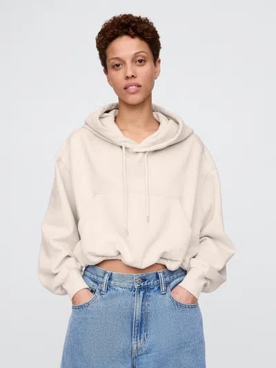 Gap Heavyweight French Terry Cropped Bubble Hoodie In Regular Grey