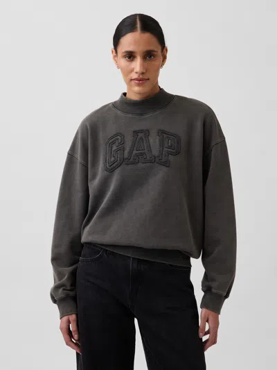 Gap Heavyweight French Terry Oversized Mockneck Sweatshirt In Brown