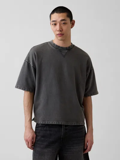 Gap Heavyweight French Terry Oversized Sweatshirt In Black