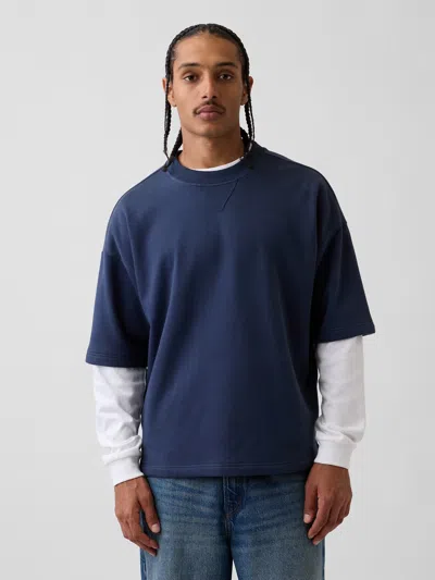 Gap Heavyweight French Terry Oversized Sweatshirt In Blue