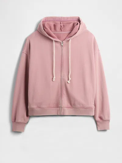 Gap Heavyweight French Terry Oversized Zip Hoodie In Pink