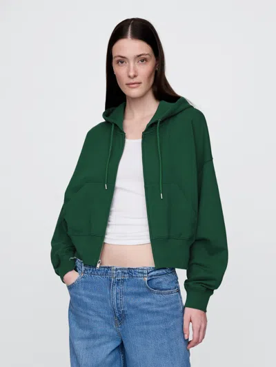 Gap Heavyweight French Terry Oversized Zip Wedge Hoodie In Balsam Tree Green