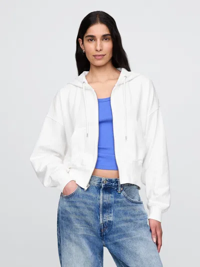 Gap Heavyweight French Terry Oversized Zip Wedge Hoodie In Off White