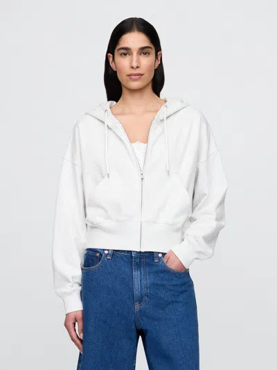 Gap Heavyweight French Terry Oversized Zip Wedge Hoodie In Pale Heather Grey