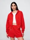 Gap Heavyweight French Terry Oversized Zip Wedge Hoodie In Tomato Sauce Red