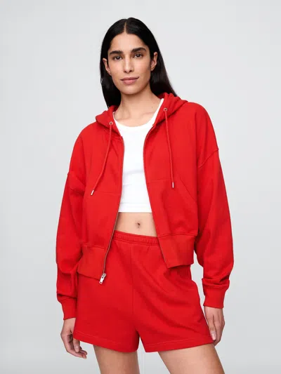 Gap Heavyweight French Terry Oversized Zip Wedge Hoodie In Tomato Sauce Red